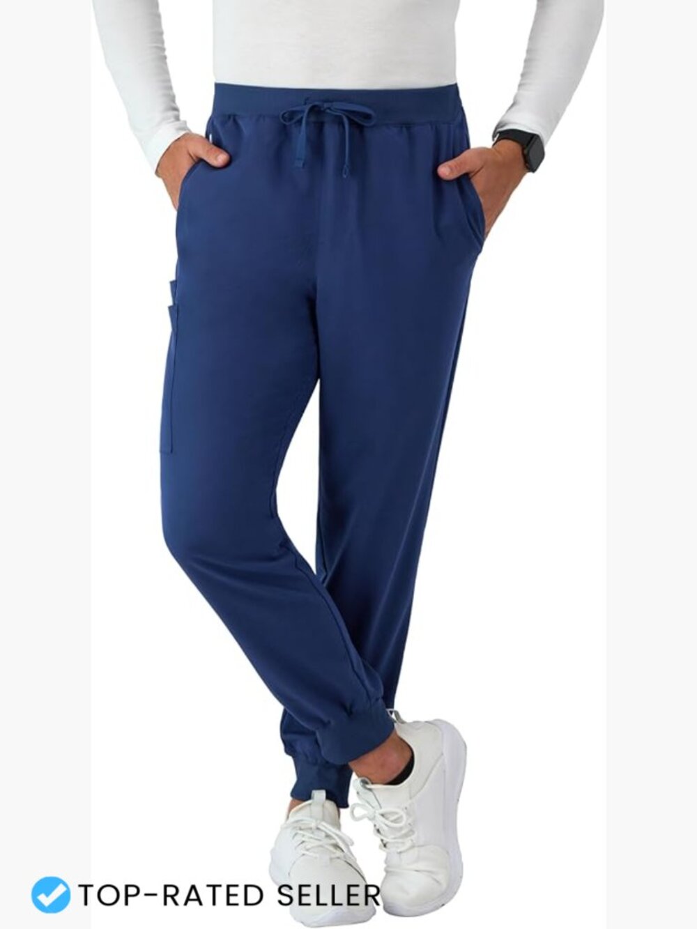 Men's Scrub Joggers Moisture Wicking Odor Control 5 Pockets Cuffed Pull On